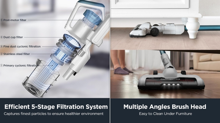 The Eureka RapidClean Pro has a five-stage filtration system for an extra-clean vacuum.